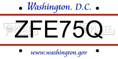 ZFE75Q District Of Columbia License Plate