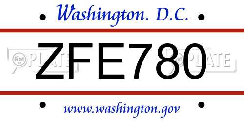 ZFE780 District Of Columbia License Plate