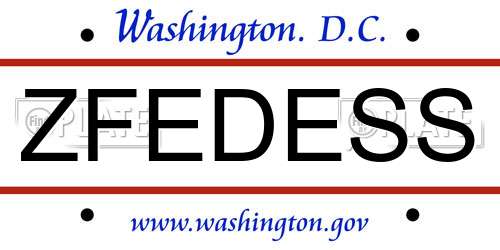 ZFEDESS District Of Columbia License Plate