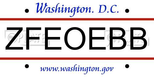 ZFEOEBB District Of Columbia License Plate