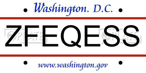 ZFEQESS District Of Columbia License Plate