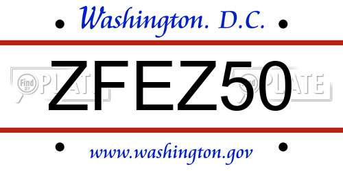 ZFEZ50 District Of Columbia License Plate