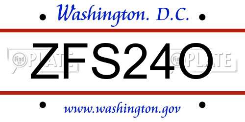 ZFS24O District Of Columbia License Plate