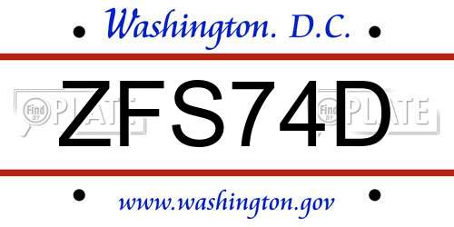 ZFS74D District Of Columbia License Plate