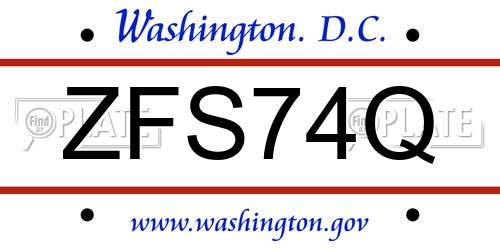 ZFS74Q District Of Columbia License Plate