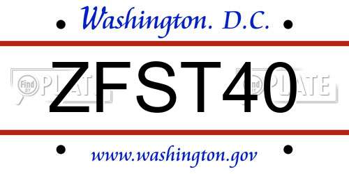 ZFST40 District Of Columbia License Plate
