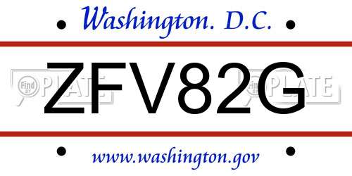ZFV82G District Of Columbia License Plate