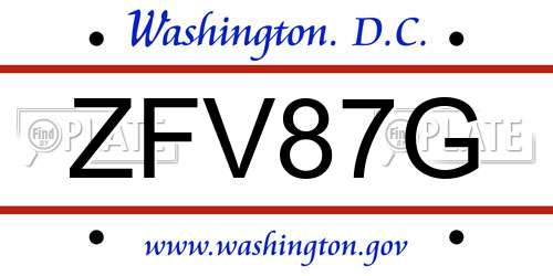 ZFV87G District Of Columbia License Plate