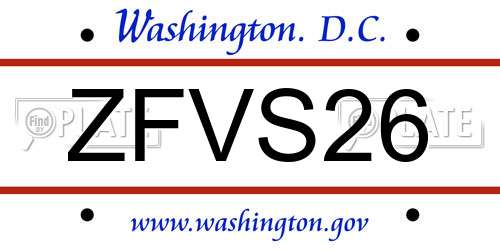ZFVS26 District Of Columbia License Plate