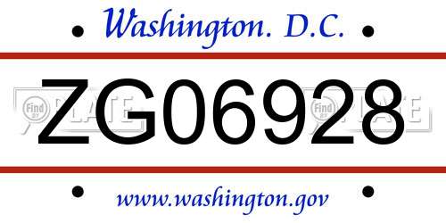 ZG06928 District Of Columbia License Plate