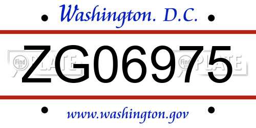 ZG06975 District Of Columbia License Plate