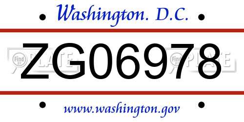 ZG06978 District Of Columbia License Plate