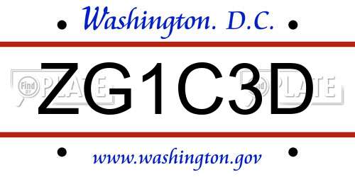 ZG1C3D District Of Columbia License Plate