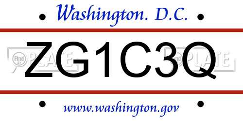 ZG1C3Q District Of Columbia License Plate
