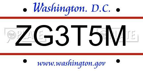 ZG3T5M District Of Columbia License Plate