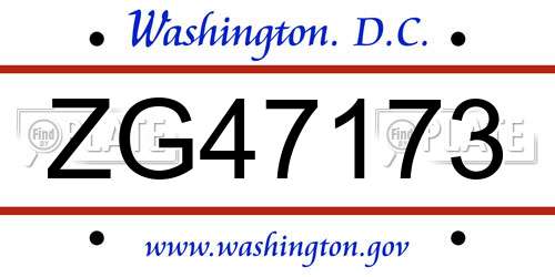 ZG47173 District Of Columbia License Plate