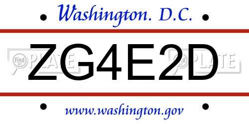 ZG4E2D District Of Columbia License Plate