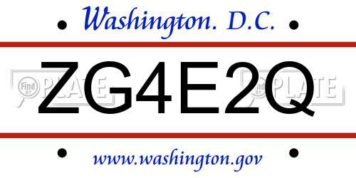 ZG4E2Q District Of Columbia License Plate