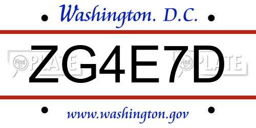 ZG4E7D District Of Columbia License Plate