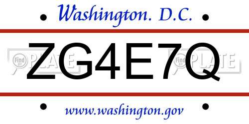 ZG4E7Q District Of Columbia License Plate