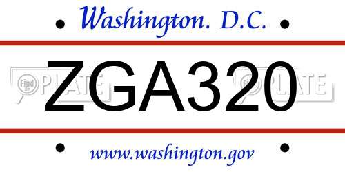 ZGA320 District Of Columbia License Plate