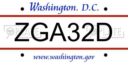 ZGA32D District Of Columbia License Plate