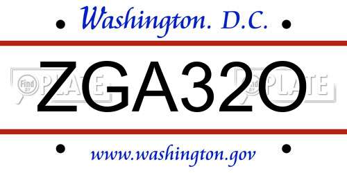 ZGA32O District Of Columbia License Plate