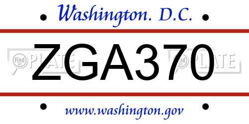 ZGA370 District Of Columbia License Plate