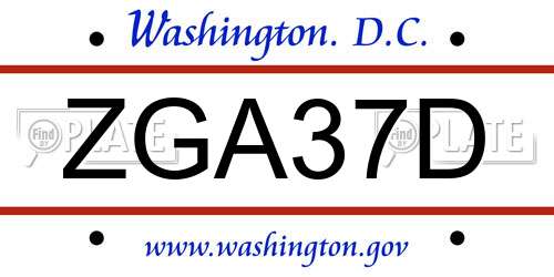 ZGA37D District Of Columbia License Plate