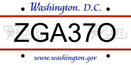 ZGA37O District Of Columbia License Plate