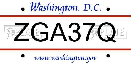 ZGA37Q District Of Columbia License Plate