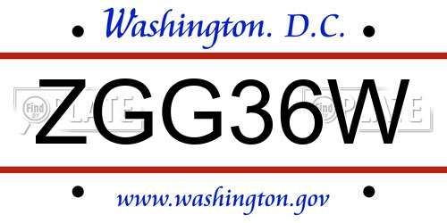 ZGG36W District Of Columbia License Plate