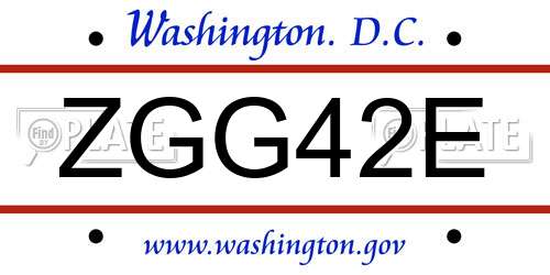 ZGG42E District Of Columbia License Plate
