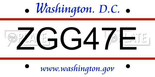 ZGG47E District Of Columbia License Plate