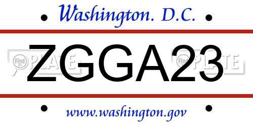 ZGGA23 District Of Columbia License Plate