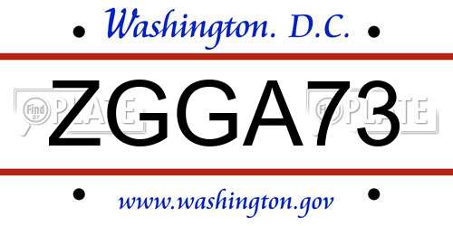 ZGGA73 District Of Columbia License Plate