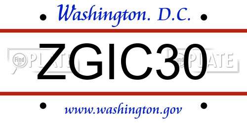 ZGIC30 District Of Columbia License Plate