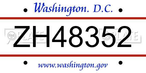 ZH48352 District Of Columbia License Plate