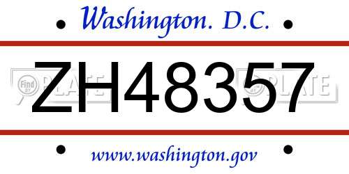 ZH48357 District Of Columbia License Plate