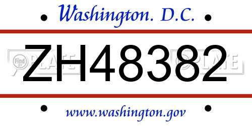 ZH48382 District Of Columbia License Plate
