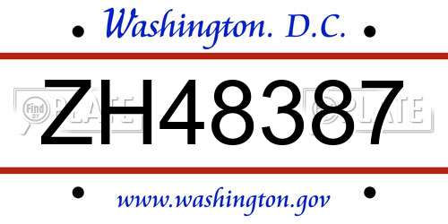 ZH48387 District Of Columbia License Plate