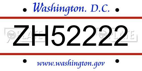 ZH52222 District Of Columbia License Plate