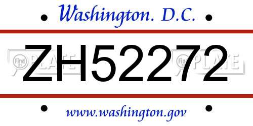 ZH52272 District Of Columbia License Plate