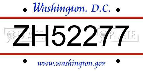 ZH52277 District Of Columbia License Plate