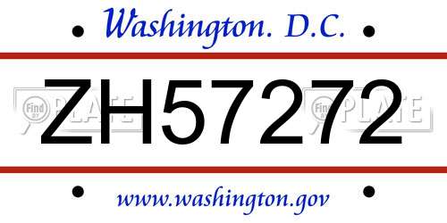ZH57272 District Of Columbia License Plate