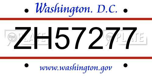 ZH57277 District Of Columbia License Plate