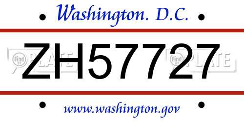 ZH57727 District Of Columbia License Plate