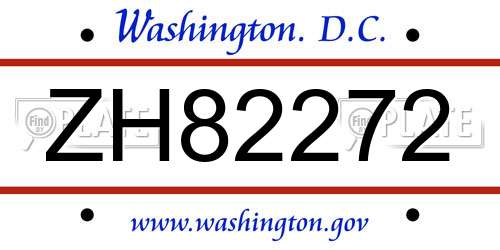 ZH82272 District Of Columbia License Plate