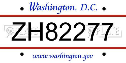 ZH82277 District Of Columbia License Plate