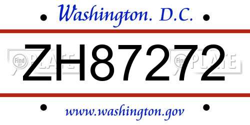 ZH87272 District Of Columbia License Plate
